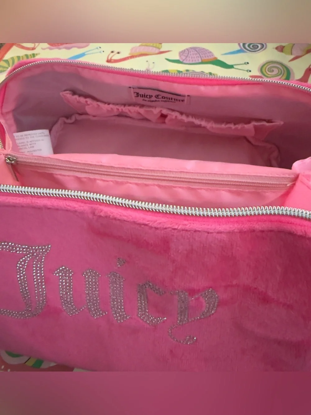 Juicy Couture Hot Pink Velour Cosmetic Bag Makeup Case NWT
